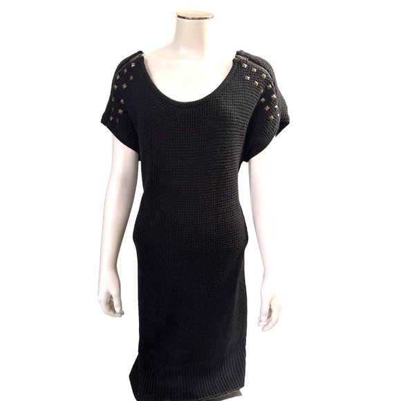 A.N.A. A New Approach 100% Acrylic Black Knitted Dress w Zipper Size L - Picture 1 of 12
